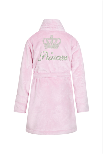 Szlafrok dziecięcy polarowy Princess + korona ByShelly - jasny różowy/srebrny