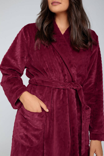 Szlafrok damski z kapturem Bona Italian Fashion - bordo 