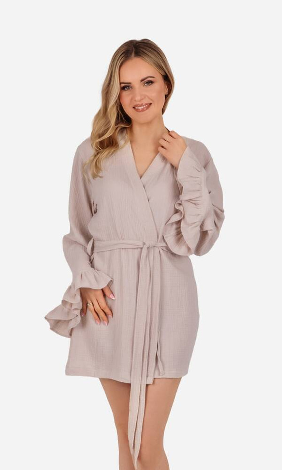 Szlafrok damski muślinowy Mela ByShelly - beżowy
