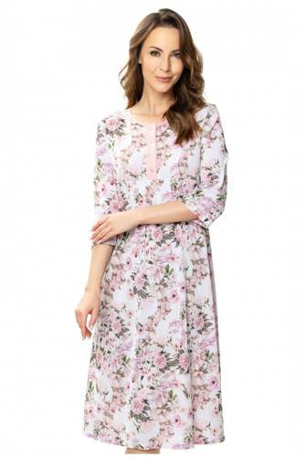 Koszula nocna 86442 Pola z rozpinanym dekoltem Mewa różowy