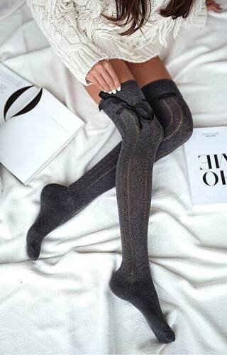 835 Wstążka Zakolanówki damskie Milena ciemny melanż