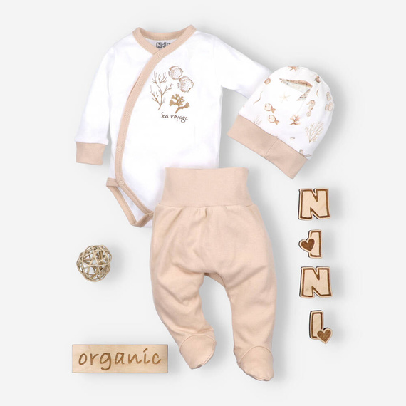 Body kopertowe z bawełny organicznej Turtles Nini ecru