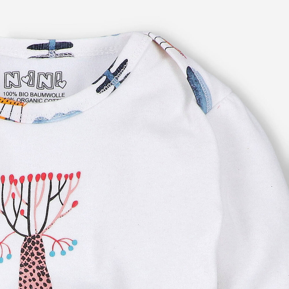 Body z bawełny organicznej Kolorowy Las Nini ecru