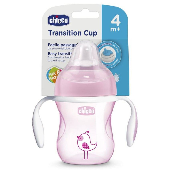Pierwszy kubek treningowy  4 m+ Chicco różowy
