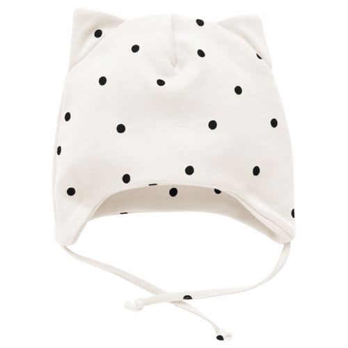 Czapka dla dziewczynki Tres Bien Pinokio - ecru groszki 