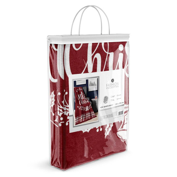 Koc świąteczny z frędzlami 103 JB Merry Christmas Detexpol czerwony