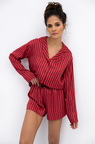 Sensis Vivienne Piżama damska – koszula w paski i szorty, wiskoza