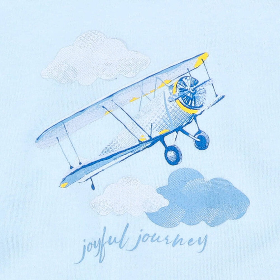 Body z bawełny organicznej Samoloty Nini błękitny