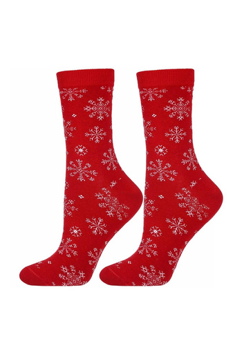 Skarpetki damskie Moraj CSL450-039 – świąteczne, ciepłe, frotte od wewnątrz