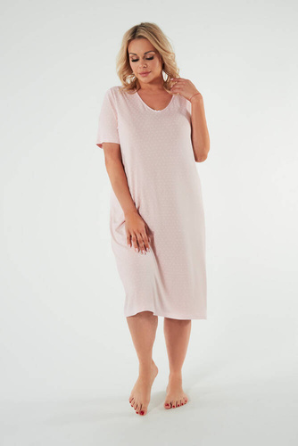 Koszula damska z krótkim rękawem Puntini Italia Fashion - pudrowy róż 