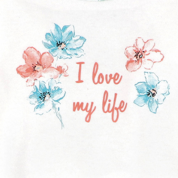 Body dla dziewczynki z bawełny organicznej Flowers Nini ecru