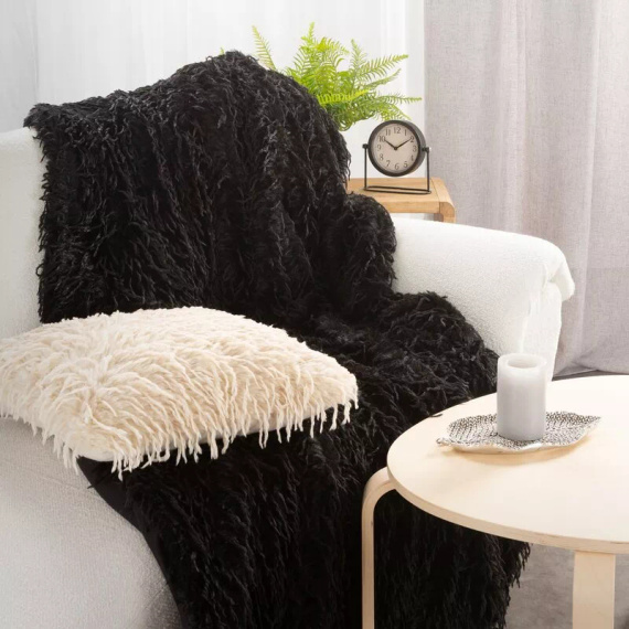 Koc narzuta włochacz Adore futrzak Eurofirany czarny