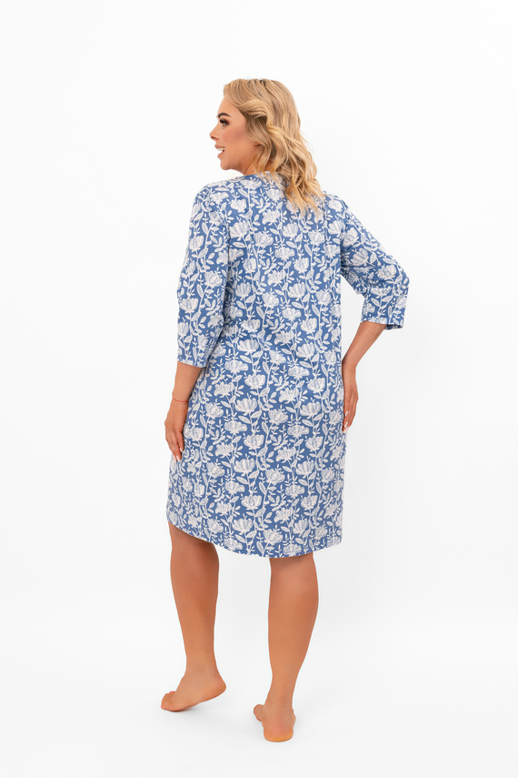 Koszula nocna Bisali – bawełniana, z rękawem ¾ i kwiatowym nadrukiem Italian Fashion