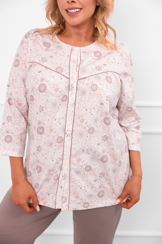 Damska piżama Galea – komplet bawełniany, koszulka i spodnie 3/4 Italian Fashion