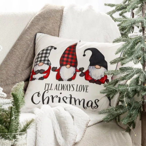 Poszewka świąteczna skrzaty welurowa Chp 122 Eurofirany biały 