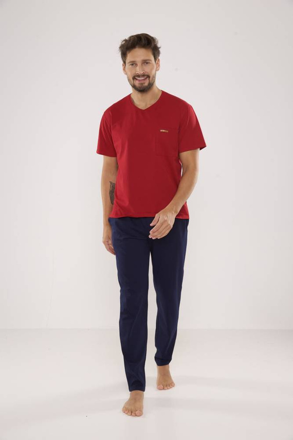 Piżama Męska 624 Kevin De Lafense - bordo- granat