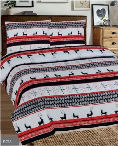 Pościel flanelowa świąteczna śnieżynki F-79A Matex czerwony