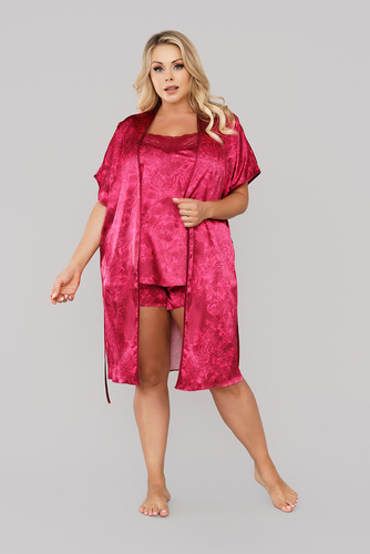 Szlafrok Damski Impresja Italian Fashion-  bordowy 