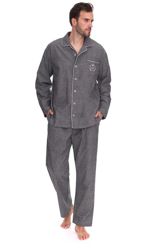 Piżama Zeus 2533 L&L – męska, bawełniana, melanżowa, koszulowa