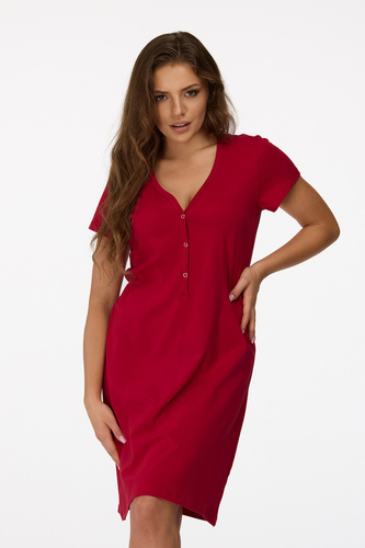 Senizo koszula nocna ciążowa no. 18 bordowy– 100% bawełna, krótkie rękawy, praktyczne napy