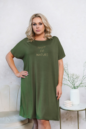 Koszula damska z krótkim rękawem Natura Italia Fashion - khaki
