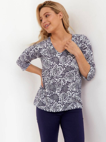 Piżama damska 250 Cana - granatowy