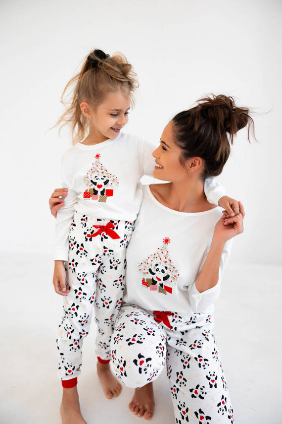 Piżama damska Panda 3/4 Sensis ecru