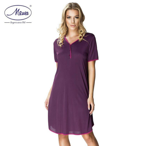 Koszula nocna rozpinana Mewa 6352 Teresa bakłażan