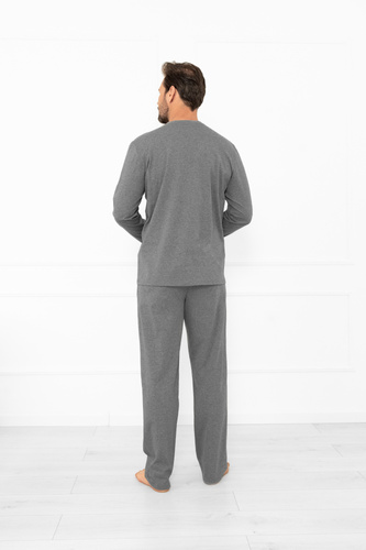 Piżama męska Gordo – elegancki komplet z długim rękawem i prostymi spodniami Italian Fashion - melanż 