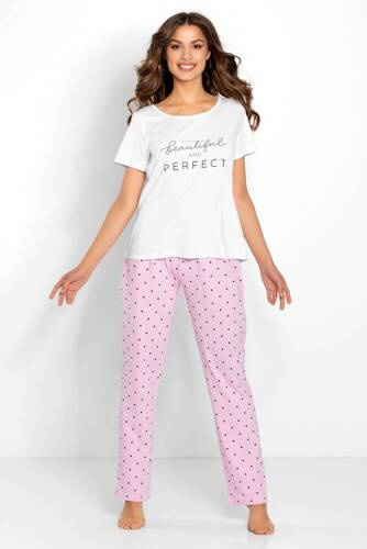 Piżama damska Flawless Momenti Per Me white-pink