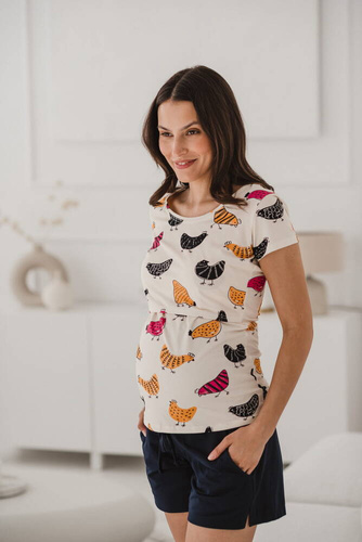 Bluzka do karmienia i ciążowa z krótkim rękawem Milk Shirt Milk&Love kurka domowa