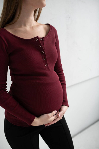 Bluzka ciążowa i do karmienia Tummy Milk&Love bordowy