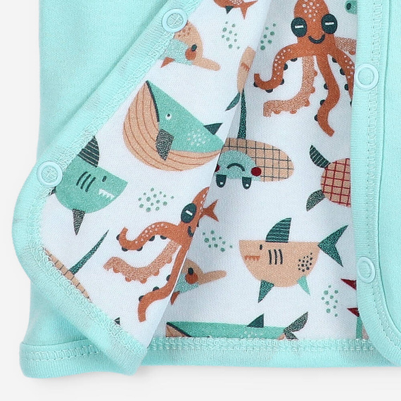 Kamizelka z bawełny organicznej Morskie Zwierzątka Nini błękitny