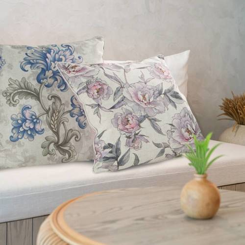 Poszewka dekoracyjna Len 9 z nadrukiem Eurofirany niebieski