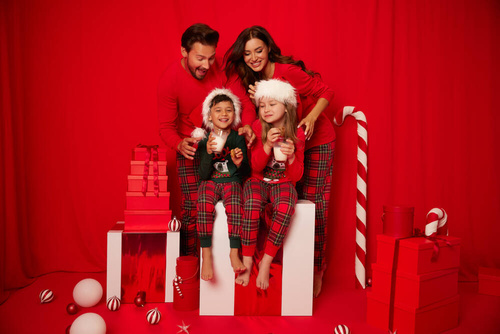 Piżama dla dziecka Tess Italian Fashion - czerwony/druk 