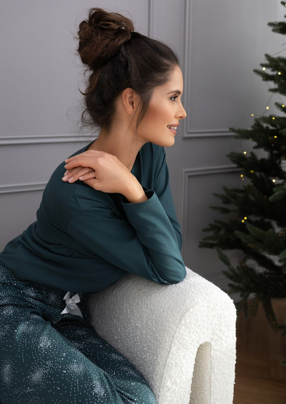 Sensis June – bawełniana piżama damska z wzorzystymi spodniami