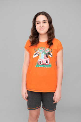 Piżama dziewczęca Blonde Italian Fashion - pomarańcz/ciemny melanż