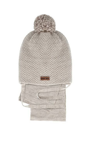 Komplet czapka+szalik 48-315 AJS jasny beżowy	