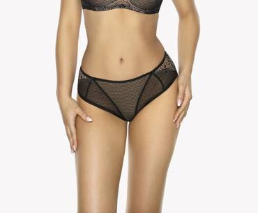 Figi damskie Brazyliany GFB 1054 Demi Gaia-czarny beżowy