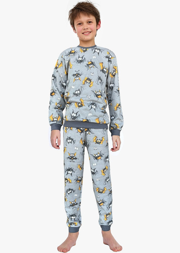 Cornette Bat 2 – piżama chłopięca bawełniana 264/182, 263/182 z nadrukiem nietoperzy | Styl i wygoda