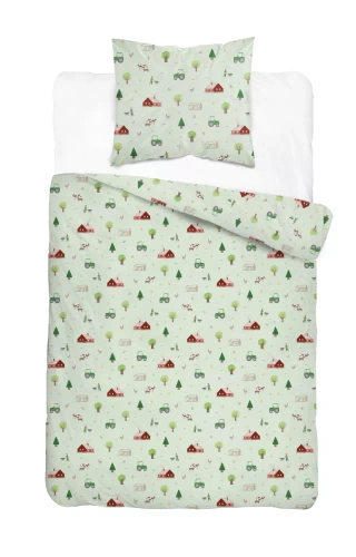 Pościel dziecięca bawełniana 5441 A Farma Detexpol miętowy 