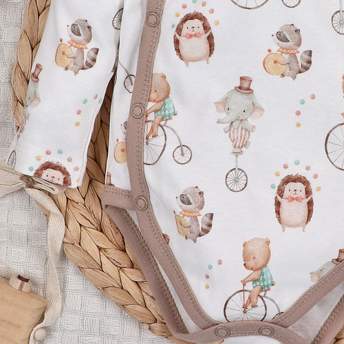 Nini Circus – body niemowlęce kopertowe z organicznej bawełny, antyalergiczne, polska produkcja