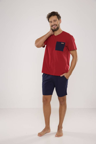 Piżama Męska 646 Kevin De Lafense - bordo