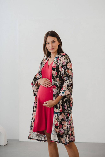 Szlafrok bambusowy z lnem Garden Milk&Love 