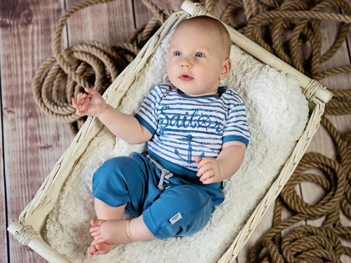 Body z krótkim rękawem "BLUE SEA"  Makoma paski