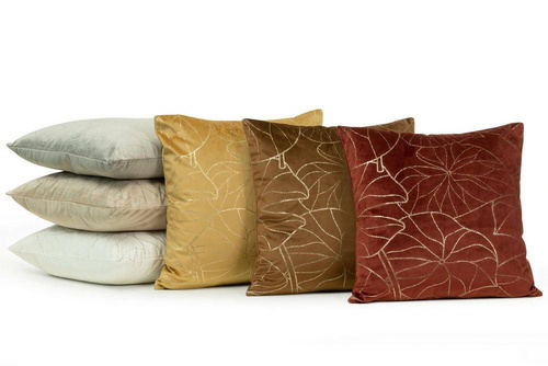 Poszewka dekoracyjna welwetowa Blink 17 liście Eurofirany cegalny