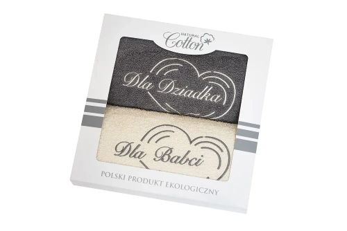 Komplet ręczników w pudełku Dla Babci i Dziadka Extrapościel kremowy/szary jasny