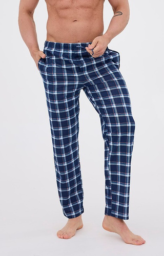 Męskie spodnie do spania Cornette 691/61 – bawełniane, długie, kratka