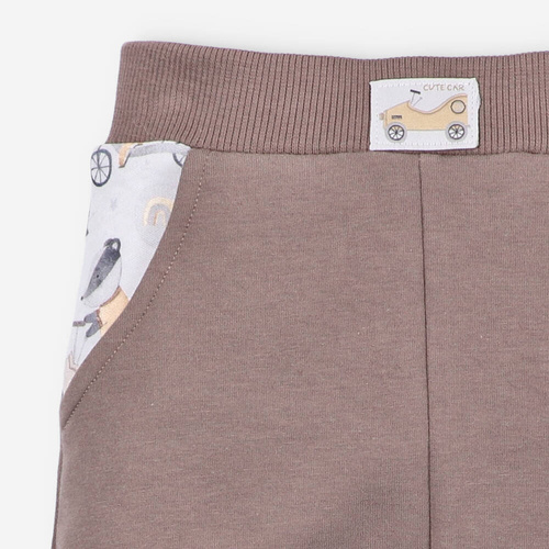 Spodnie dresowe z bawełny organicznej Cute Cars Nini brązowy 