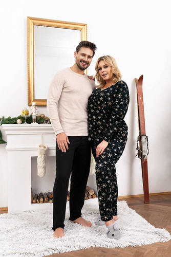 Piżama Damska długi rękaw, długie spodnie Laponia Italian Fashion - druk 